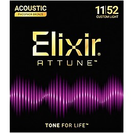 Elixir Attune Phosphor Bronze Acoustic Guitar Strings - Custom Light (11-52)