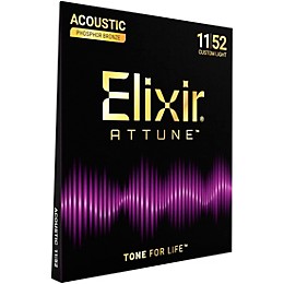 Elixir Attune Phosphor Bronze Acoustic Guitar Strings - Custom Light (11-52)