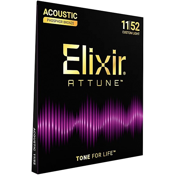Elixir Attune Phosphor Bronze Acoustic Guitar Strings - Custom Light (11-52)