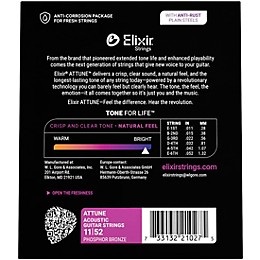 Elixir Attune Phosphor Bronze Acoustic Guitar Strings - Custom Light (11-52)