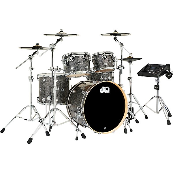DWe Collector's Series DrumLink 5-Piece Acoustic-Electronic Drum Set with V71 Sound Module - Black Galaxy Finish Ply