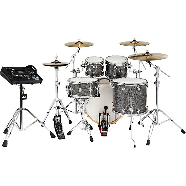 DWe Collector's Series DrumLink 5-Piece Acoustic-Electronic Drum Set with V71 Sound Module - Black Galaxy Finish Ply