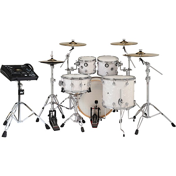 DWe Collector's Series DrumLink 5-Piece Acoustic-Electronic Drum Set with V71 Sound Module - White Marine Finish Ply