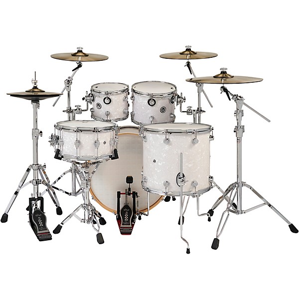 DWe Collector's Series DrumLink 5-Piece Acoustic-Electronic Drum Set with V71 Sound Module - White Marine Finish Ply