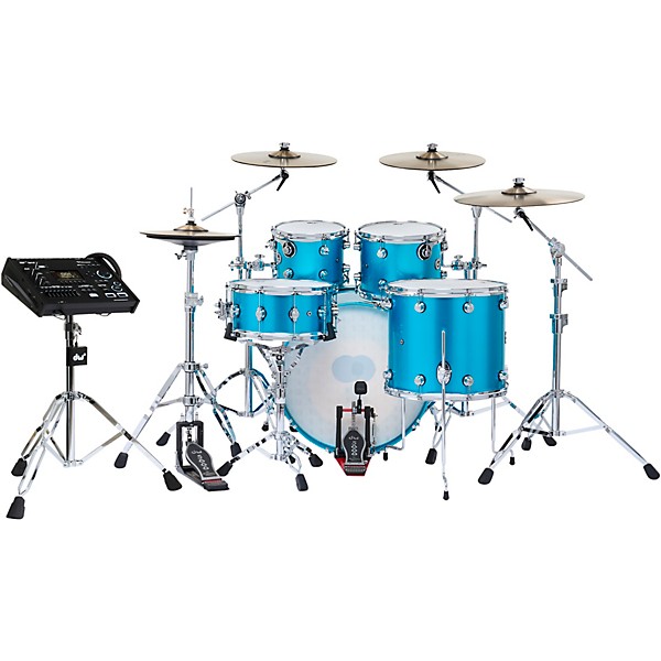 DWe Collector's Series DrumLink 5-Piece Acoustic-Electronic Drum Set with V71 Sound Module - Laser Blue Metallic Lacquer