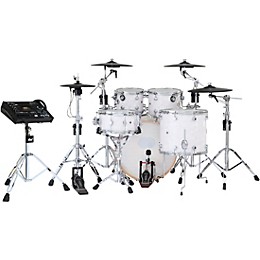 DWe Collector's Series DrumLink 5-Piece Acoustic-Electronic Drum Set with WT-10 Triggers and V71 Sound Module - White Marine Finish Ply