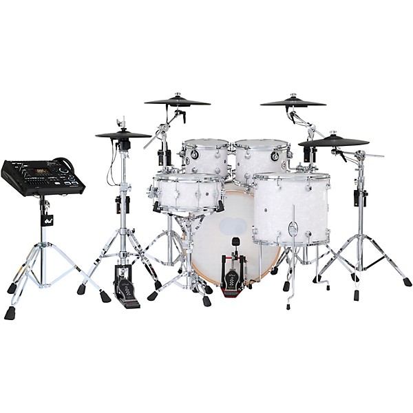 DWe Collector's Series DrumLink 5-Piece Acoustic-Electronic Drum Set with WT-10 Triggers and V71 Sound Module - White Mari...
