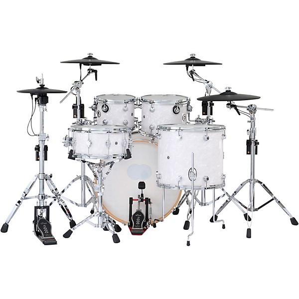 DWe Collector's Series DrumLink 5-Piece Acoustic-Electronic Drum Set with WT-10 Triggers and V71 Sound Module - White Mari...