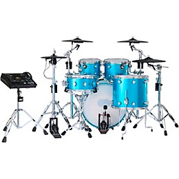 DWe Collector's Series DrumLink 5-Piece Acoustic-Electronic Drum Set with WT-10 Triggers and V71 Sound Module - Laser Blue Metallic Lacquer