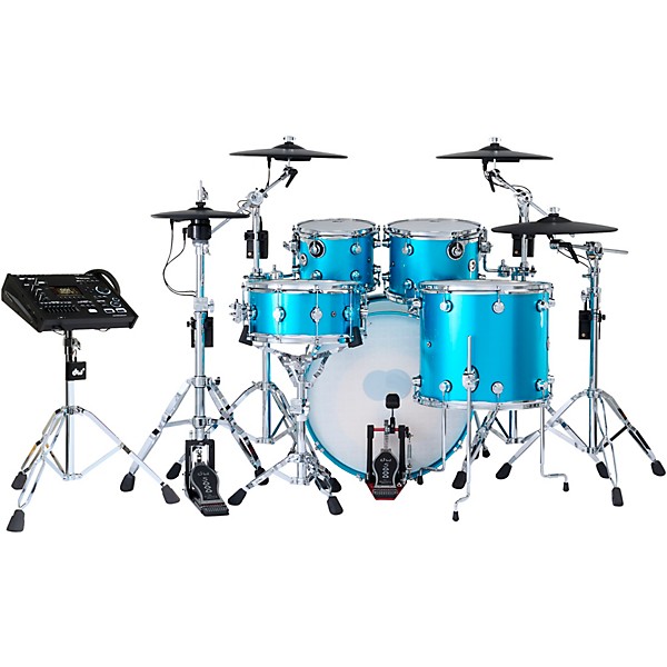 DWe Collector's Series DrumLink 5-Piece Acoustic-Electronic Drum Set with WT-10 Triggers and V71 Sound Module - Laser Blue...