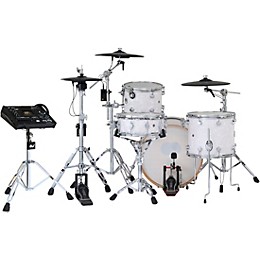 DWe Collector's Series DrumLink 4-Piece Acoustic-Electronic Drum Set with WT-10 Triggers and V71 Sound Module - White Marine Finish Ply