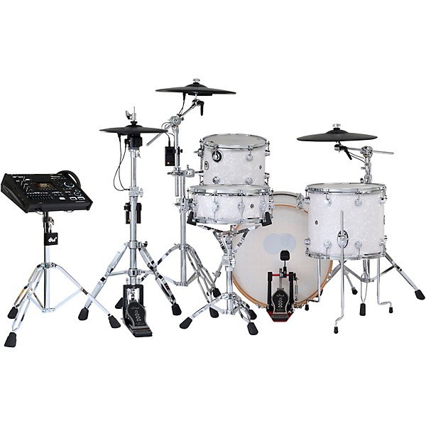 DWe Collector's Series DrumLink 4-Piece Acoustic-Electronic Drum Set with WT-10 Triggers and V71 Sound Module - White Mari...