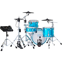 DWe Collector's Series DrumLink 4-Piece Acoustic-Electronic Drum Set with WT-10 Triggers and V71 Sound Module - Laser Blue Metallic Lacquer