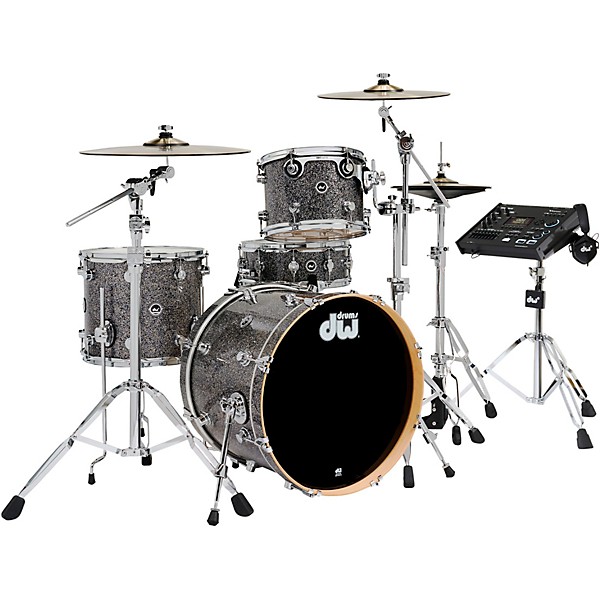 DWe Collector's Series DrumLink 4-Piece Acoustic-Electronic Drum Set with V71 Sound Module - Black Galaxy Finish Ply