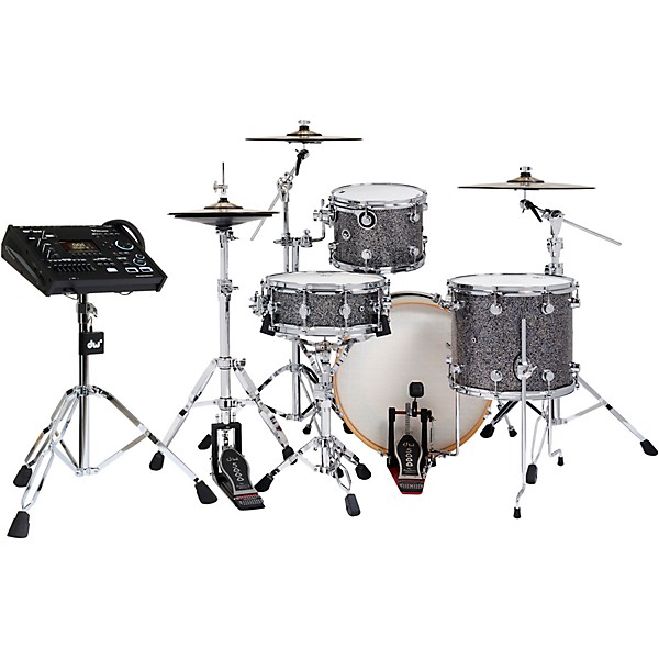 DWe Collector's Series DrumLink 4-Piece Acoustic-Electronic Drum Set with V71 Sound Module - Black Galaxy Finish Ply