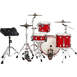 DWe Collector's Series DrumLink 4-Piece Acoustic-Electronic Drum Set with V71 Sound Module - Black Cherry Metallic Lacquer