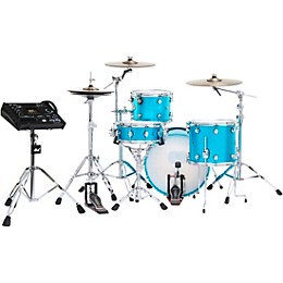 DWe Collector's Series DrumLink 4-Piece Acoustic-Electronic Drum Set with V71 Sound Module - Laser Blue Metallic Lacquer