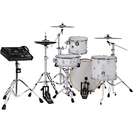 DWe Collector's Series DrumLink 4-Piece Acoustic-Electronic Drum Set with V71 Sound Module - White Marine Finish Ply