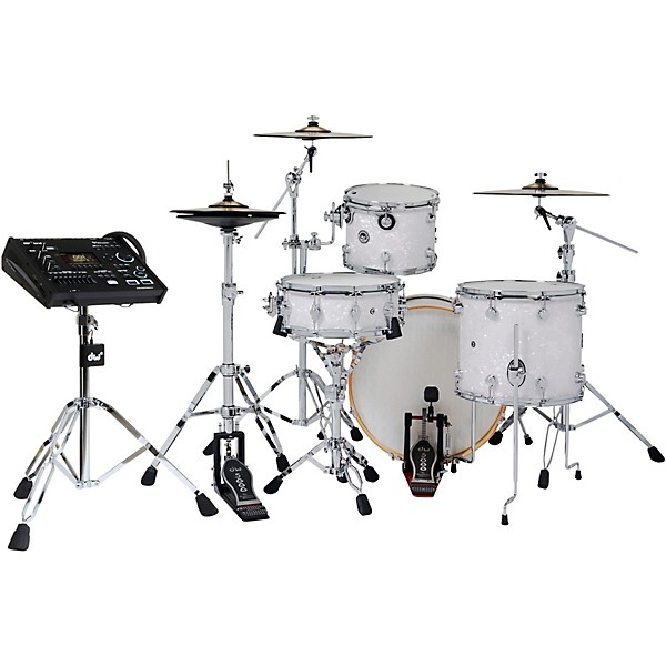 DWe Collector's Series DrumLink 4-Piece Acoustic-Electronic Drum Set with V71 Sound Module - White Marine Finish Ply