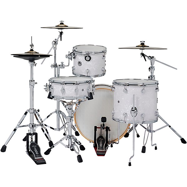 DWe Collector's Series DrumLink 4-Piece Acoustic-Electronic Drum Set with V71 Sound Module - White Marine Finish Ply