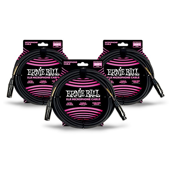 Ernie Ball XLR Microphone Cable 3-Pack Bundle - 20'