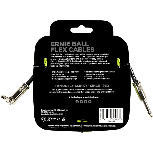Ernie Ball Flex Instrument Cable 4-Pack - Green
