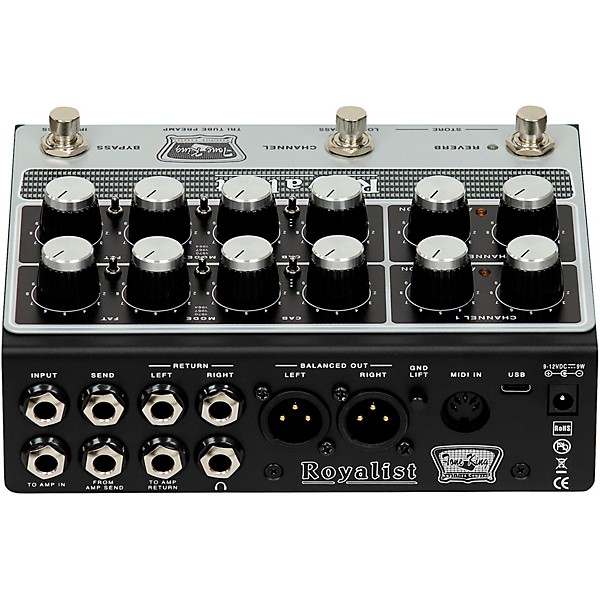 Tone King Royalist Tube Preamp Pedal - Silver and Black