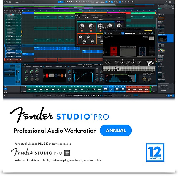 Fender Studio Pro 8 DAW Music Production Software With 12-Month Pro+ - Upgrade From 6-Month Demo