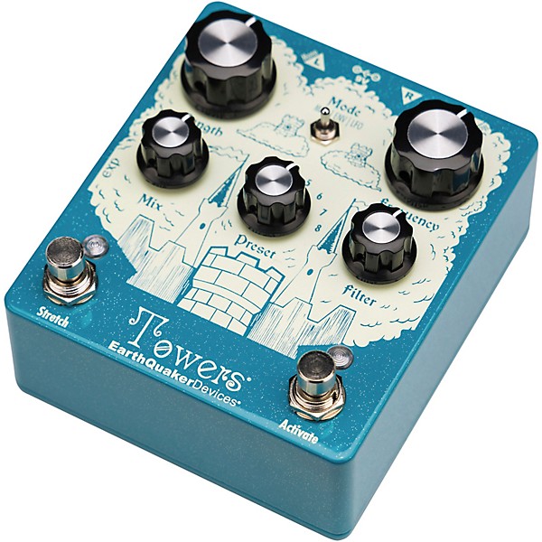 EarthQuaker Devices Towers Soundscape Generator Stereo Reverberant Filter Pedal - Sparkle Ocean Blue