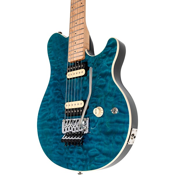 Ernie Ball Music Man 30th Anniversary Axis Electric Guitar - Translucent Blue Quilt