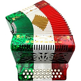Rossetti 3112 31-Button Diatonic Accordion - FBE, Red to White to Green