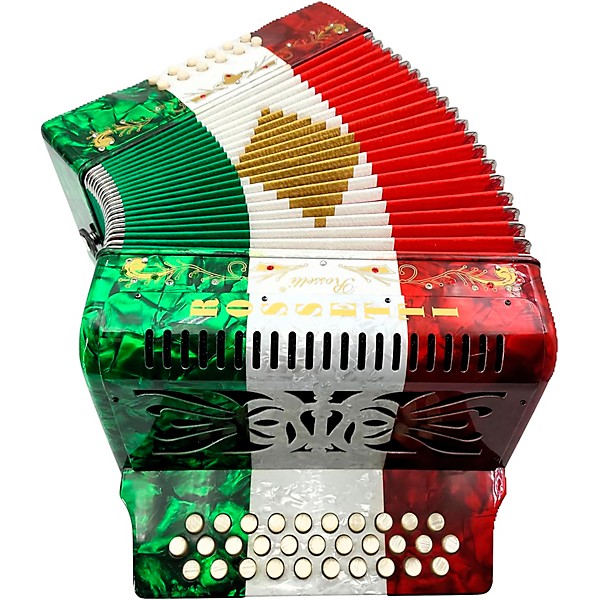 Rossetti 3112 31-Button Diatonic Accordion - FBE, Red to White to Green