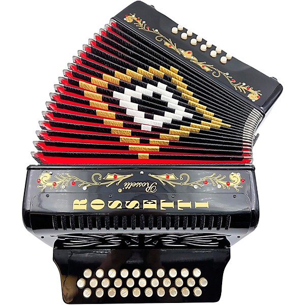 Rossetti 3112 31-Button Diatonic Accordion - FBE, Black