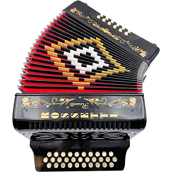 Rossetti 3112 31-Button Diatonic Accordion - GCF, Black