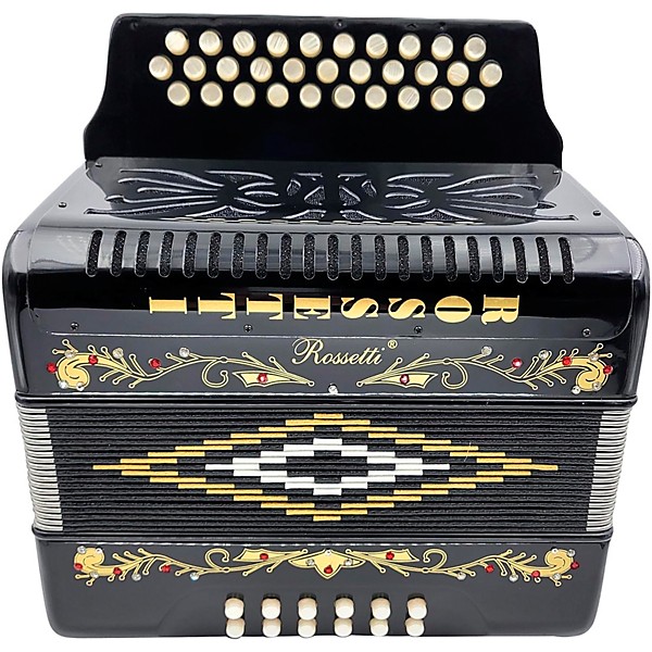 Rossetti 3112 31-Button Diatonic Accordion - GCF, Black