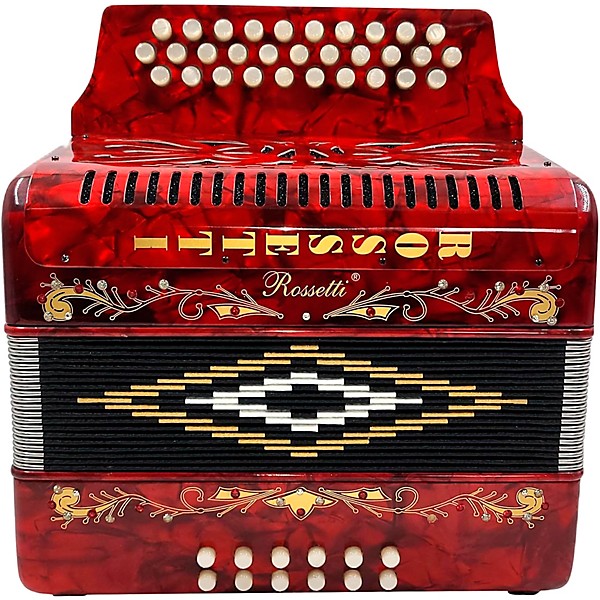 Rossetti 3112 31-Button Diatonic Accordion - GCF, Red