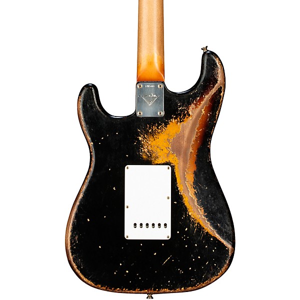 Fender Custom Shop 62 Color Over Color Stratocaster Heavy Relic Electric Guitar Master Built by Paul Waller Black over 3-C...