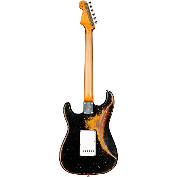 Fender Custom Shop 62 Color Over Color Stratocaster Heavy Relic Electric Guitar Master Built by Paul Waller Black over 3-C...