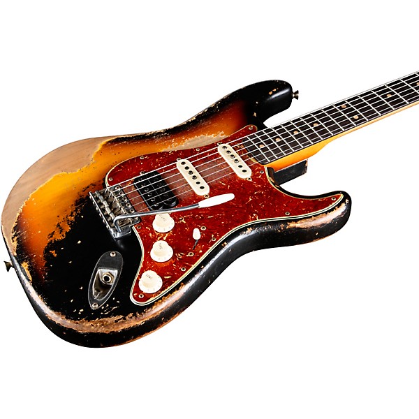 Fender Custom Shop 62 Color Over Color Stratocaster Heavy Relic Electric Guitar Master Built by Paul Waller Black over 3-C...