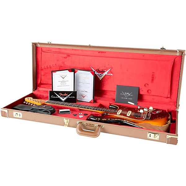 Fender Custom Shop 62 Color Over Color Stratocaster Heavy Relic Electric Guitar Master Built by Paul Waller Black over 3-C...