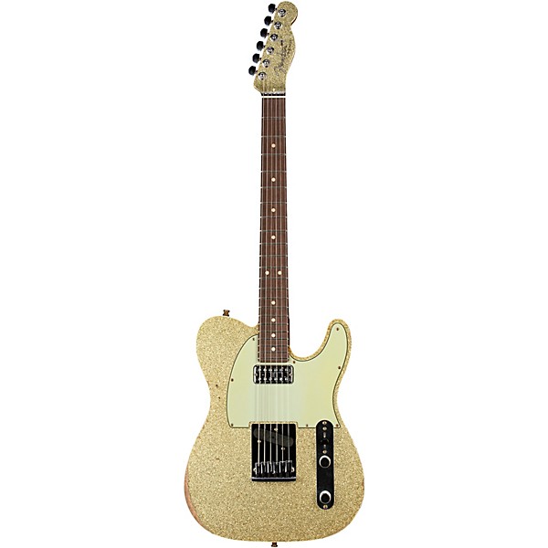 Fender Custom Shop Dual Stack HS Telecaster Relic Electric Guitar Gold Sparkle Top with Natural Body