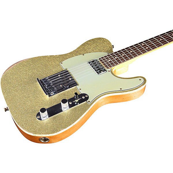 Fender Custom Shop Dual Stack HS Telecaster Relic Electric Guitar Gold Sparkle Top with Natural Body