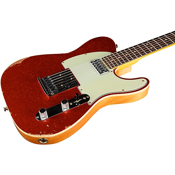 Fender Custom Shop Dual Stack HS Telecaster Relic Electric Guitar Red Sparkle Top with Natural Body