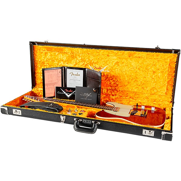 Fender Custom Shop Dual Stack HS Telecaster Relic Electric Guitar Red Sparkle Top with Natural Body