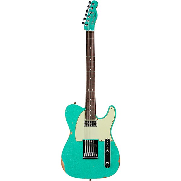 Fender Custom Shop Dual Stack HS Telecaster Relic Electric Guitar Sea Foam Green Sparkle Top with Natural Body