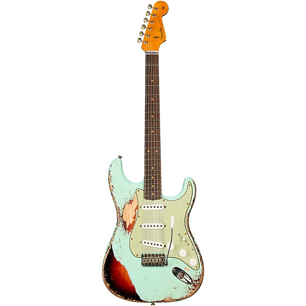 Fender Custom Shop 1961 Stratocaster Super Heavy Relic Electric Guitar Aged Surf Green over 3-Color Sunburst