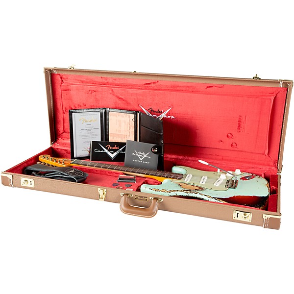 Fender Custom Shop 1961 Stratocaster Super Heavy Relic Electric Guitar Aged Surf Green over 3-Color Sunburst