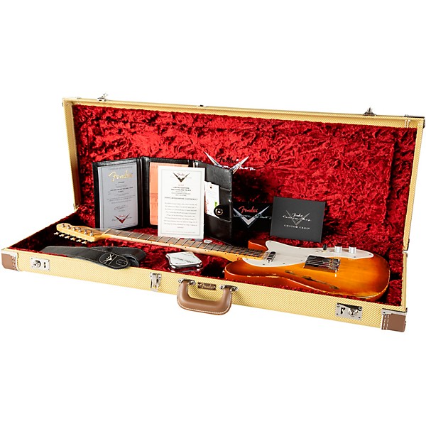 Fender Custom Shop Limited Edition '50s Thinline Telecaster Heavy Relic Electric Guitar Aged Cherry Sunburst