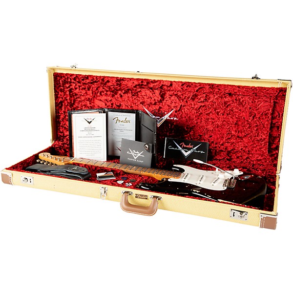 Fender Custom Shop Limited Edition 50s Dualmag II Compound Radius Stratocaster Relic Electric Guitar Black