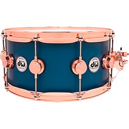 DW Collector's Series Maple/Mahogany Snare Drum With Copper Hardware - 14 x 6.5 in. Ocean Blue Hard Satin